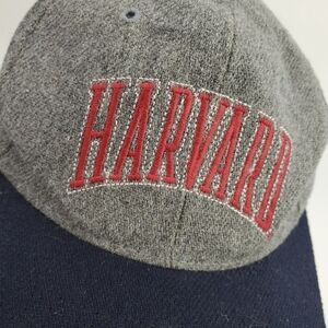 Vtg Broner Harvard Baseball Cap Hat 1-Sz Snapback Gray Blue Red  Logo USA Made